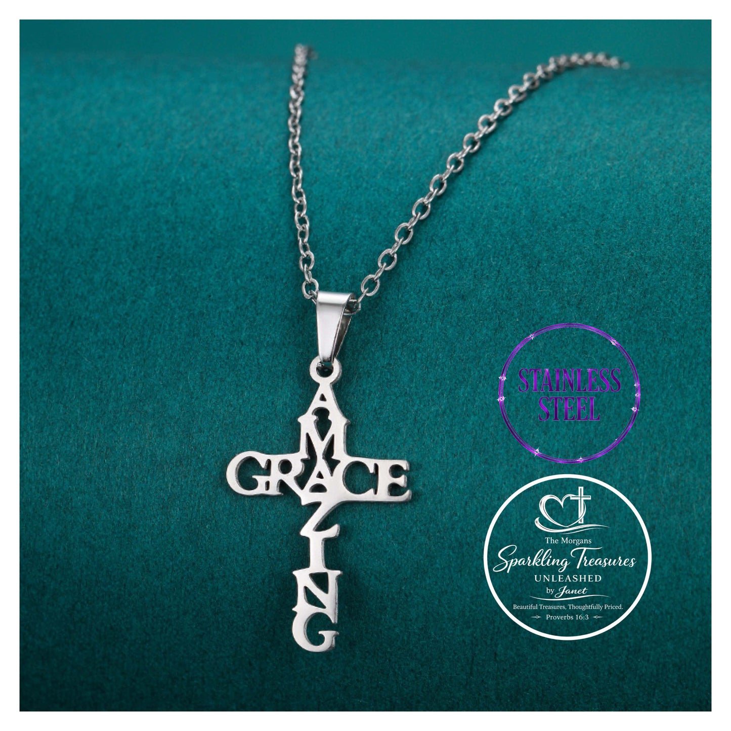 Amazing Grace Cross Necklace