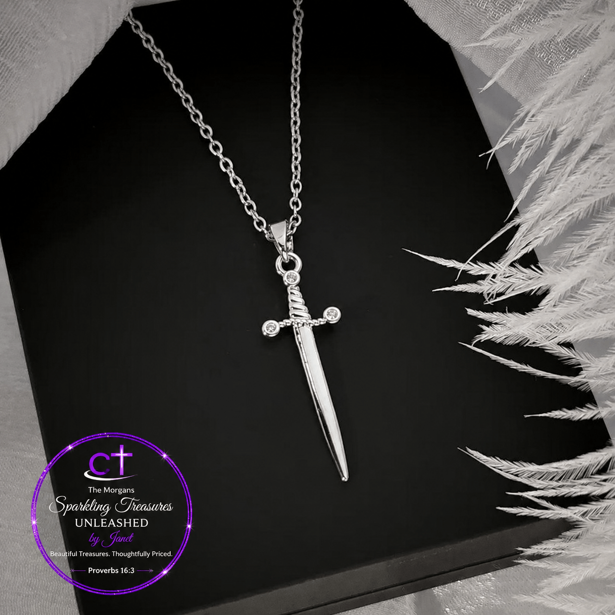 Sword of Strength™ Necklace Accessories,Men's Cross Necklace,Mens Accessories,Mens Jewelry,Necklace,Short Necklace,Sword,Titanium,UNLEASHED COLLECTION