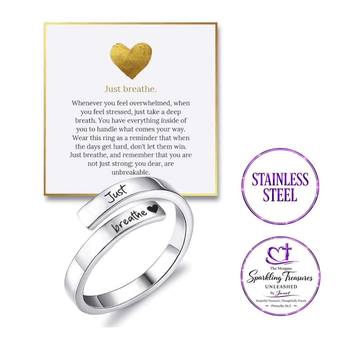 Just Breathe Adjustable Ring Stainless Steel
