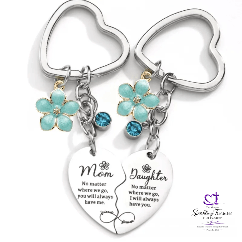 Forever Connected Mom & Daughter Keychain Set Stainless Steel