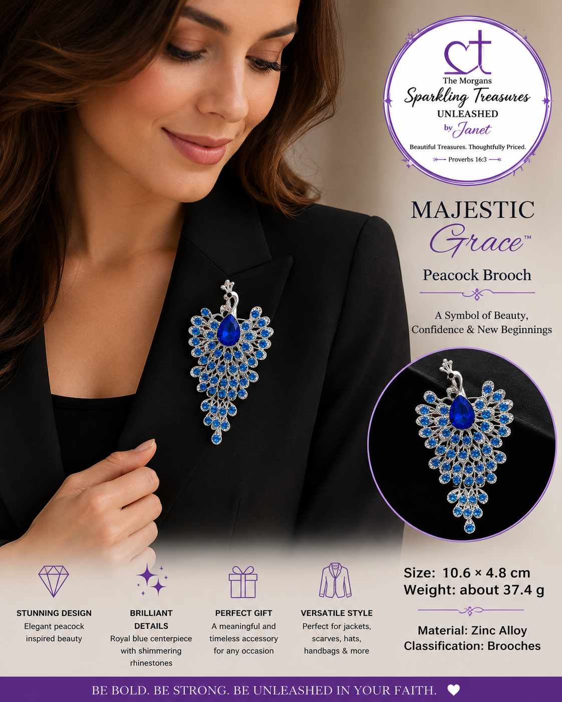 Majestic Grace™ Peacock Brooch