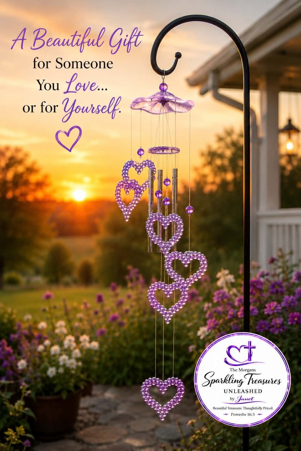 Hearts of Grace™ Crystal Wind Chime (Stand Not Included)