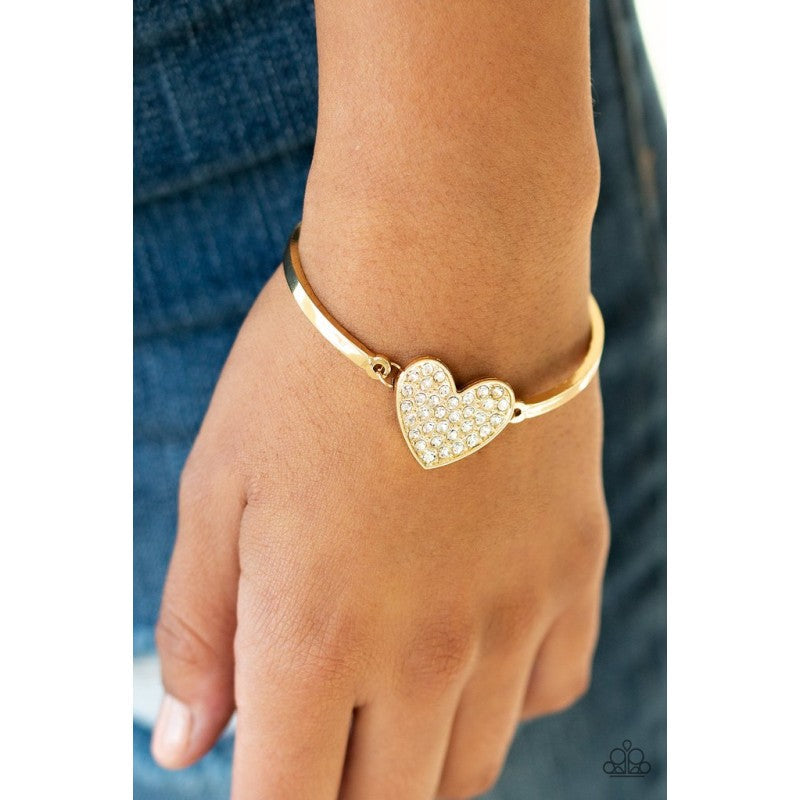 Heart-Stopping Shimmer - gold - Paparazzi bracelet $5 Jewelry with Janet Morgan Bracelets