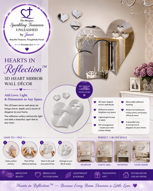 Hearts in Reflection™ 3D Mirror Wall Decal
