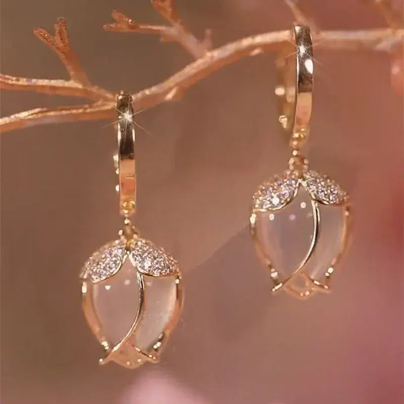 Blush Petal Glow Drop Earrings