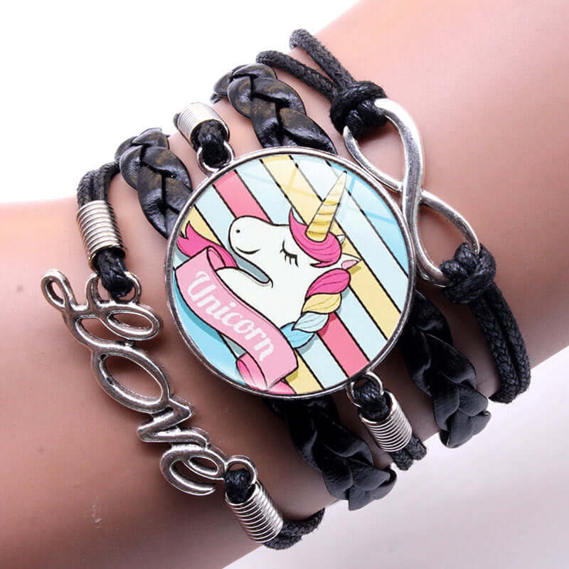 Unicorn Dreams Charm Bracelet (Blue/Black/Pink/Purple)