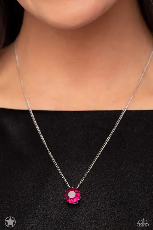 Paparazzi Necklace ~ What a Gem - Pink Accessories,Blockbuster,Necklace,Pink,Short Necklace