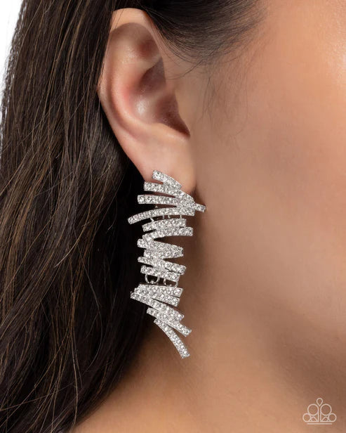 Paparazzi ♥ Scattered Surety - White ♥ Post Earrings