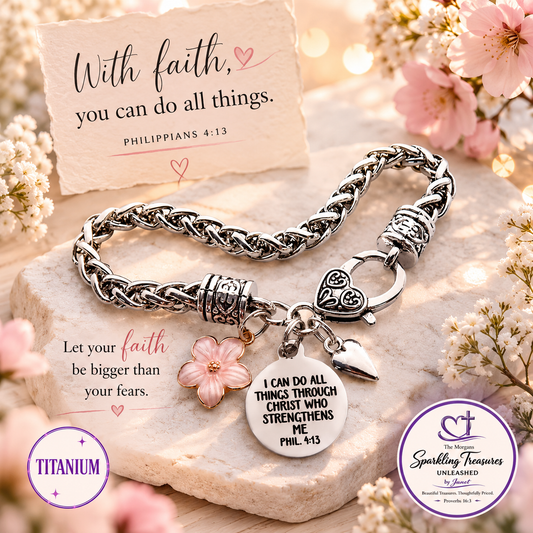 Hope and A Future Stainless Steel Scripture Charm Bracelet