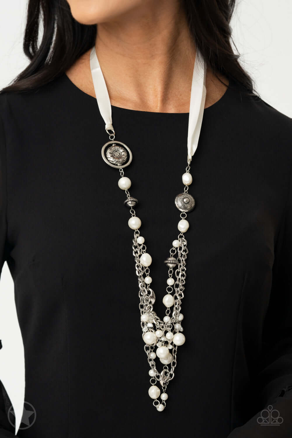 All The Trimmings - Ivory Paparazzi Accessories Necklace $5 Jewelry with Janet Morgan Necklace