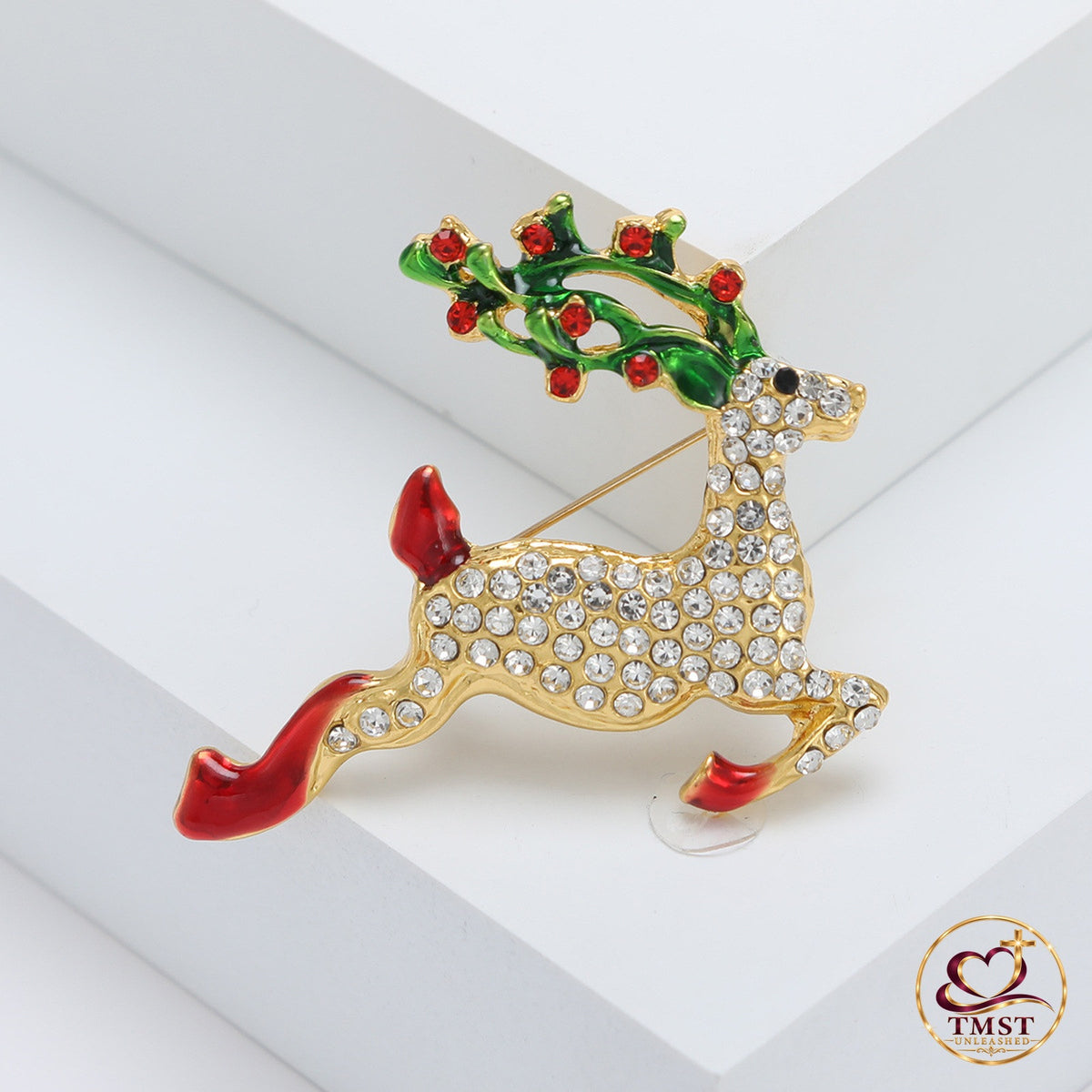 Dashing Reindeer™ Rhinestone Christmas Pin