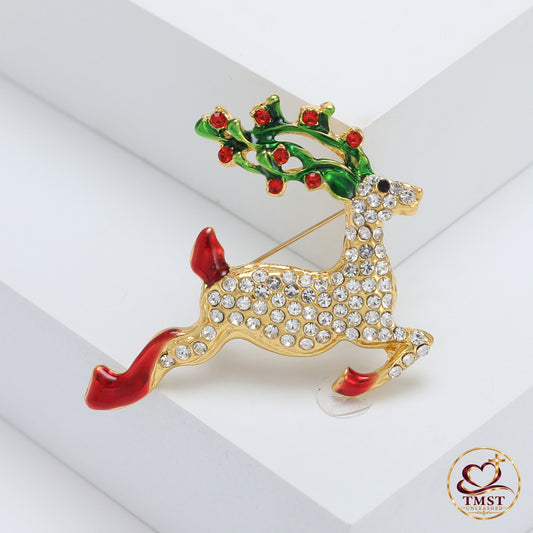 Dashing Reindeer™ Rhinestone Christmas Pin