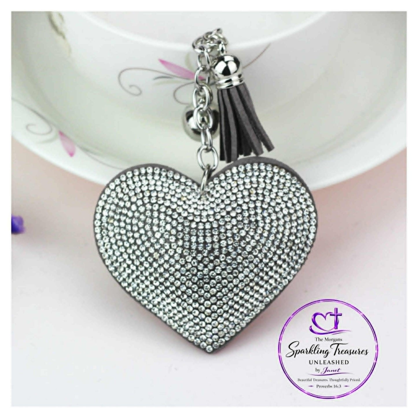 “Midnight Sparkle Heart” Keychain