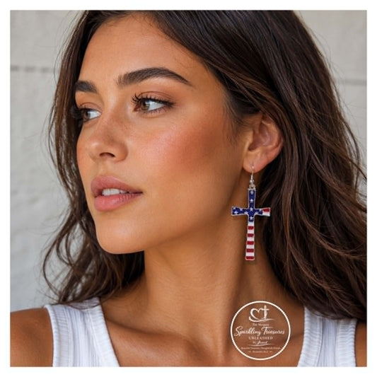 Faith and Freedom Cross Earrings