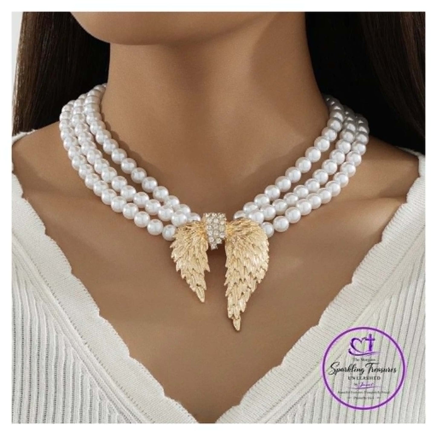 Heavenly Grace Pearl Wing Necklace