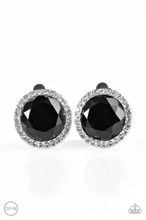 Paparazzi Positively Princess - Black Clip-On Clip-On $5 Jewelry with Janet Morgan EARRINGS