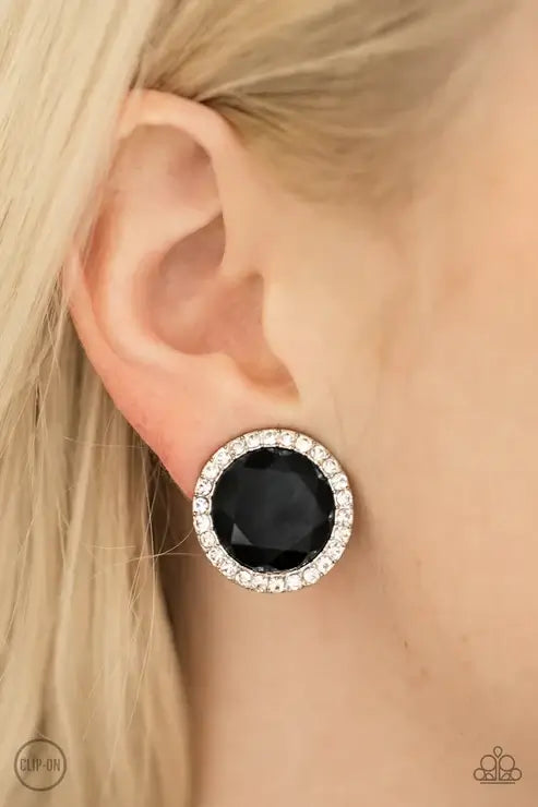 Paparazzi Positively Princess - Black Clip-On Clip-On $5 Jewelry with Janet Morgan EARRINGS