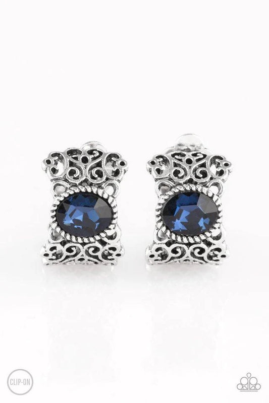 Paparazzi Earring ~ Glamorously Grand Duchess - Blue