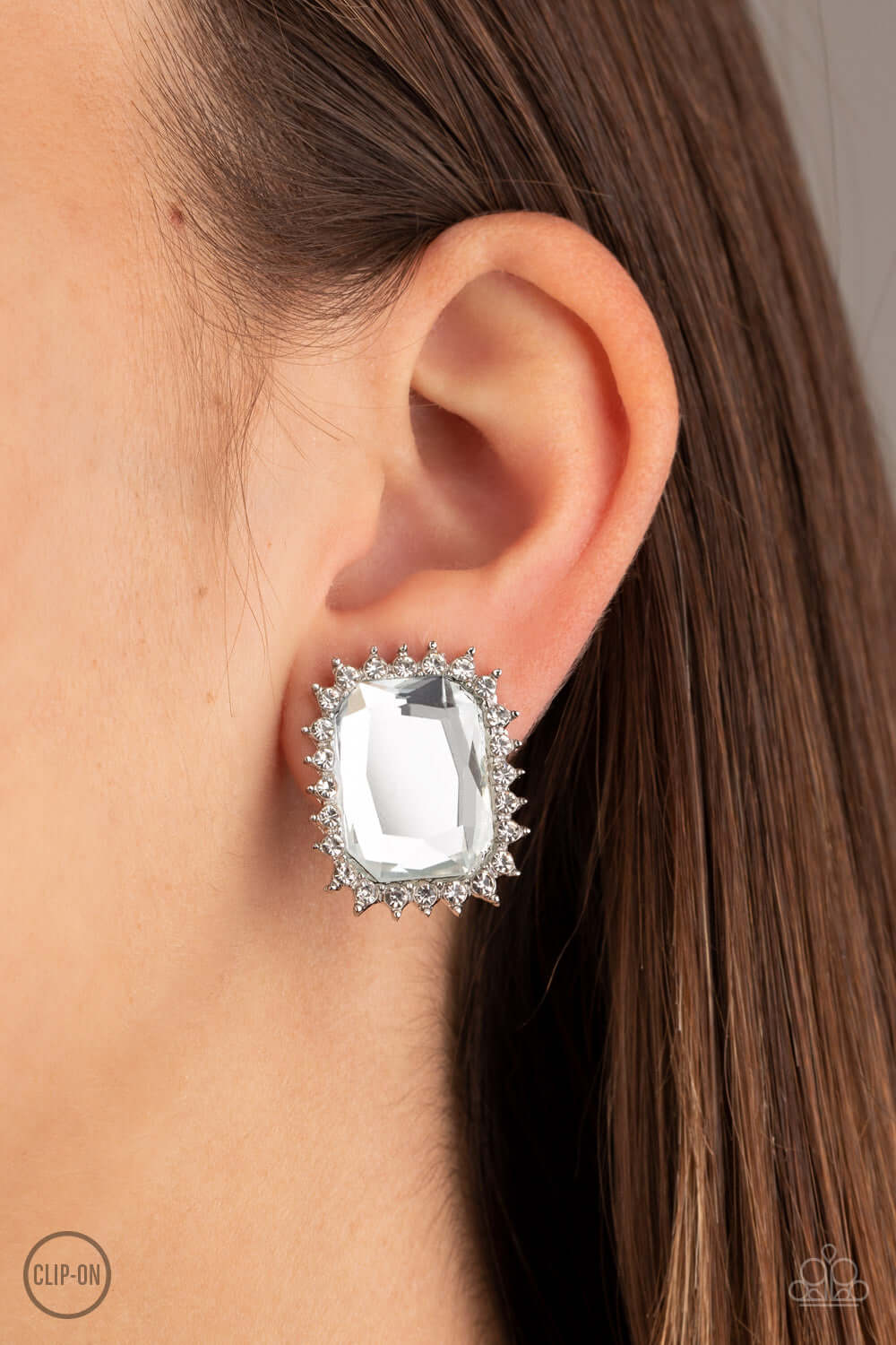 TMST Bling Insta Famous - White Clip On Earrings Paparazzi