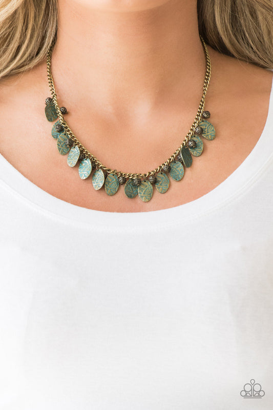 Vintage Gardens - Brass Paparazzi Accessories Necklace $5 Jewelry with Janet Morgan Necklaces