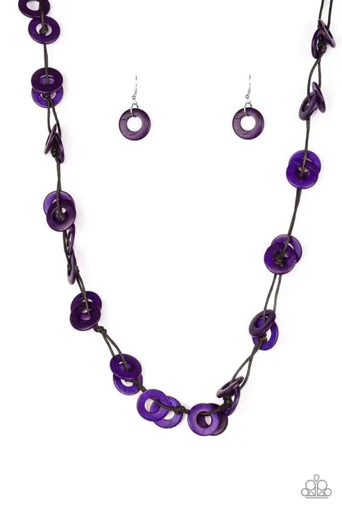 Paparazzi Waikiki Winds - Purple Necklace Accessories,Long Necklace,Necklace,purple,Wooden