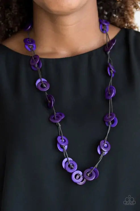 Paparazzi Waikiki Winds - Purple Necklace Accessories,Long Necklace,Necklace,purple,Wooden