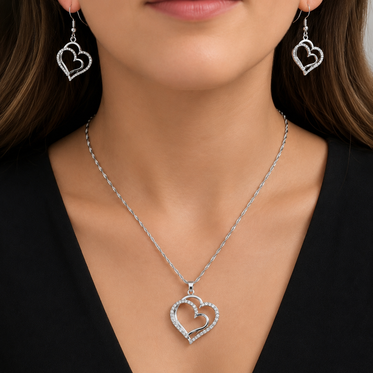 Hearts Entwined™ Silver Heart Jewelry Set