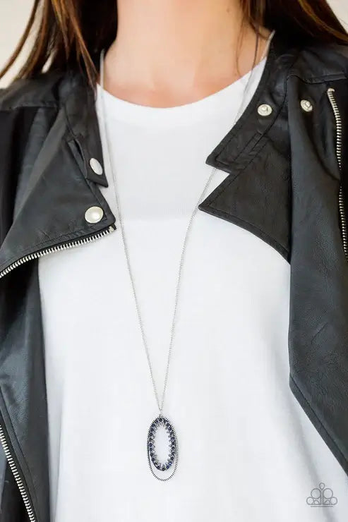 Paparazzi Money Mood - Blue Necklace Accessories,Blue,Long Necklace,Necklace,Silver Accents