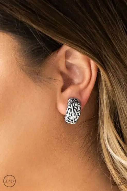 Paparazzi Couture Collision - Silver Clip-On $5 Jewelry with Janet Morgan EARRINGS
