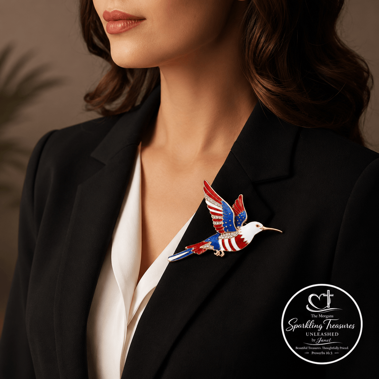 Stars of Freedom Hummingbird Brooch