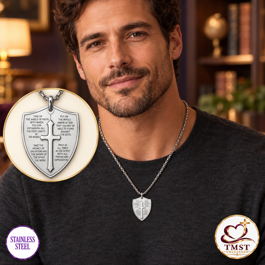 Armor of Faith™ Lord’s Prayer Shield Necklace
