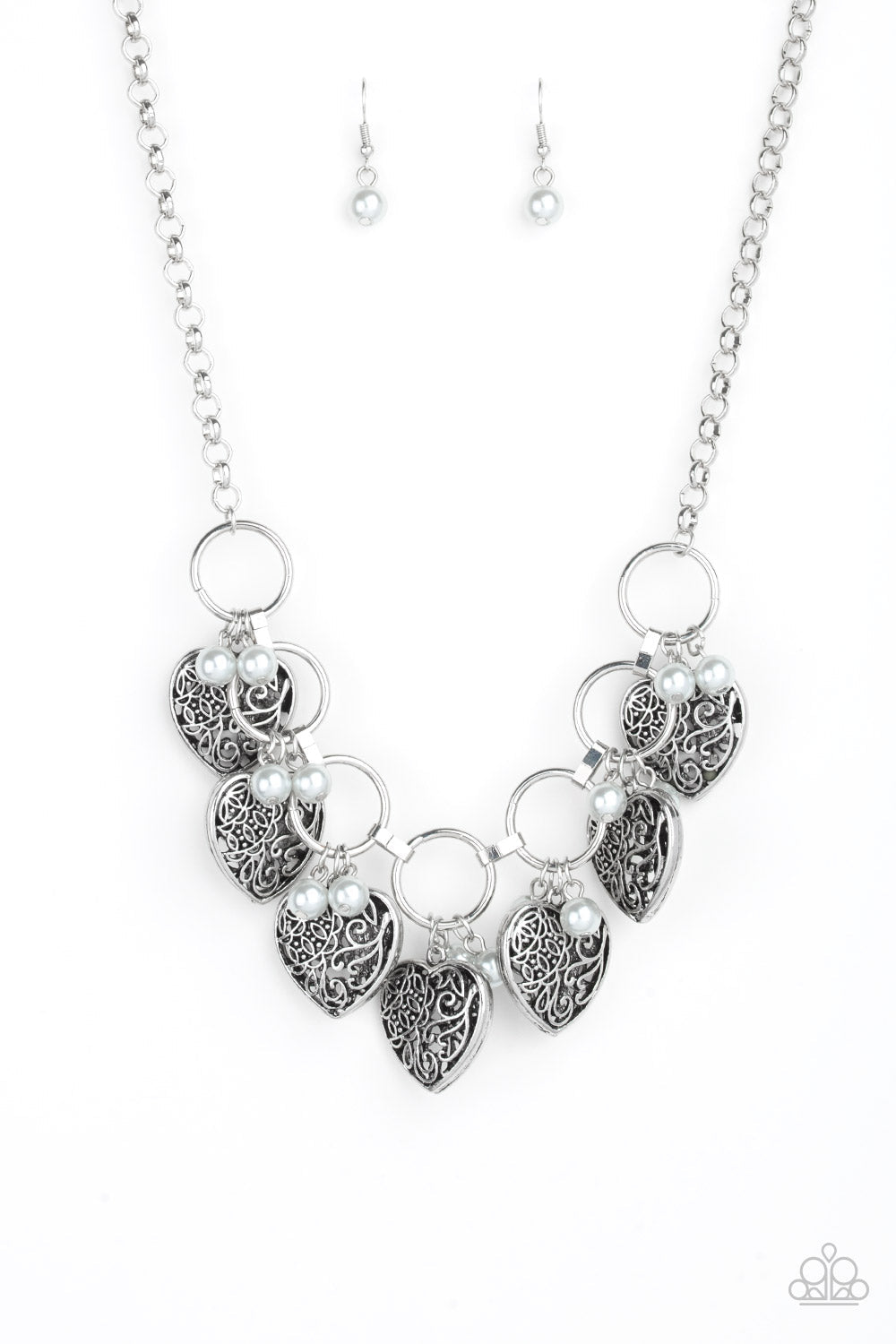 Very Valentine - Silver Paparazzi Accessories Necklace $5 Jewelry with Janet Morgan Necklaces