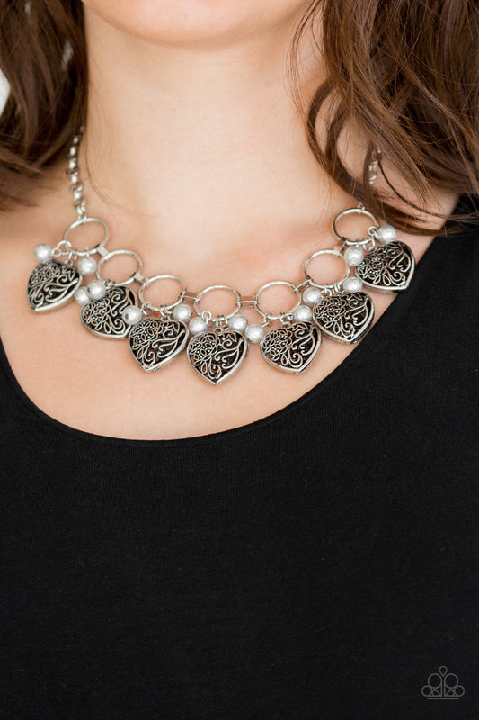 Very Valentine - Silver Paparazzi Accessories Necklace $5 Jewelry with Janet Morgan Necklaces