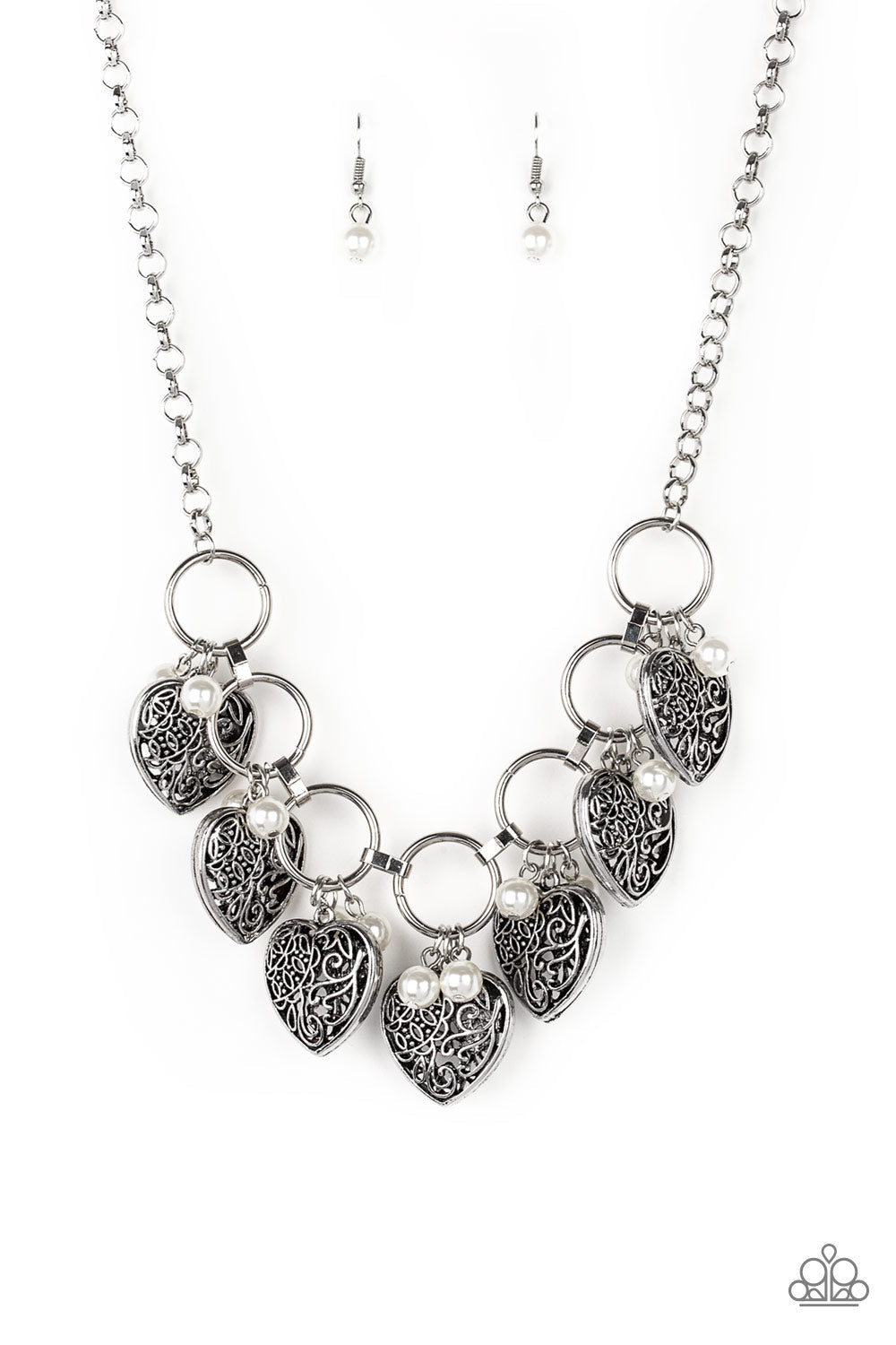 Very Valentine - White Paparazzi Accessories Necklace $5 Jewelry with Janet Morgan Necklaces