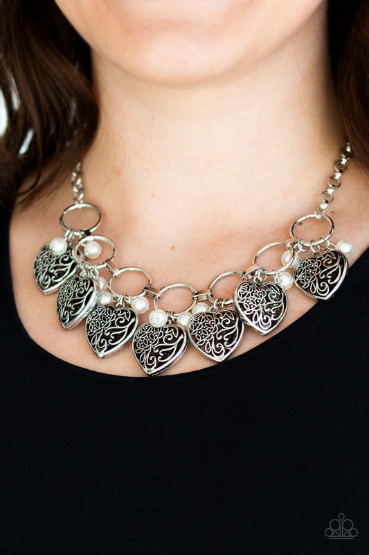 Very Valentine - White Paparazzi Accessories Necklace $5 Jewelry with Janet Morgan Necklaces