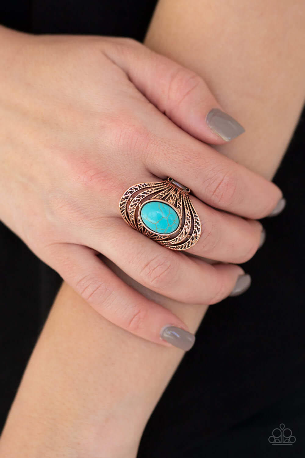 Royal Roamer - Copper Paparazzi Turquoise Ring Accessories,Copper,Ring,Turquoise