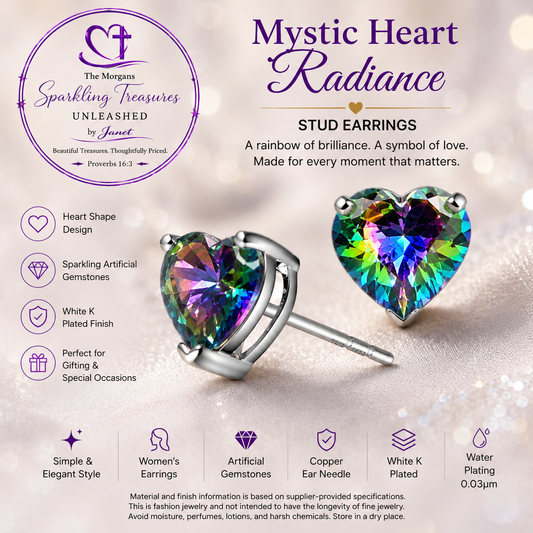 Mystic Heart Radiance Stud Rainbow Earrings