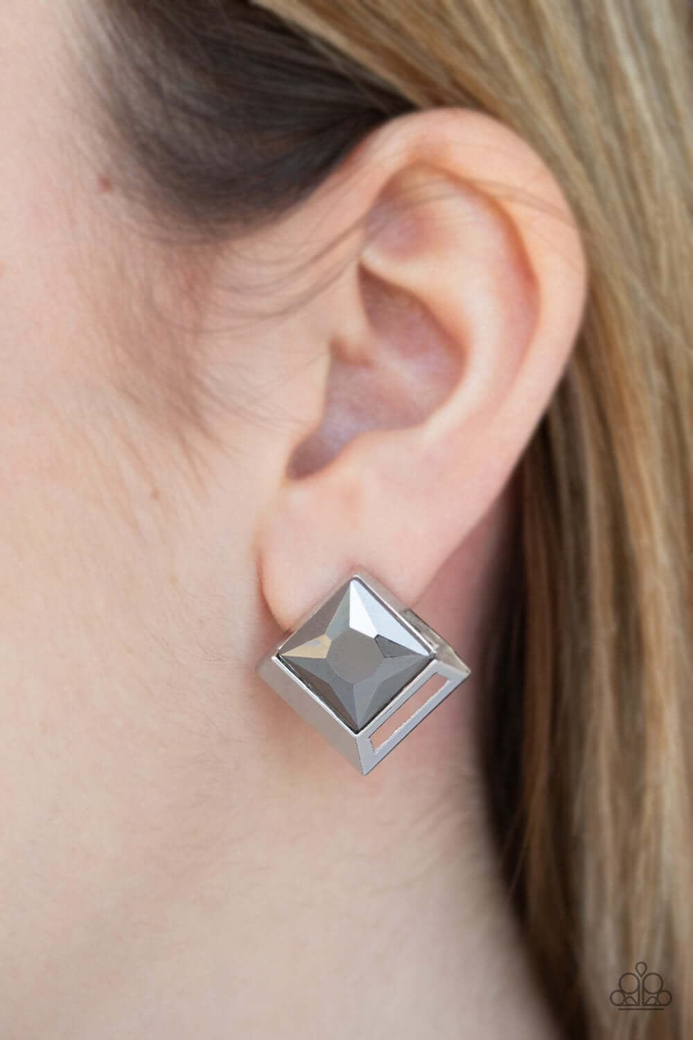 Stellar Square - Silver Paparazzi Accessories Earrings $5 Jewelry with Janet Morgan Earrings