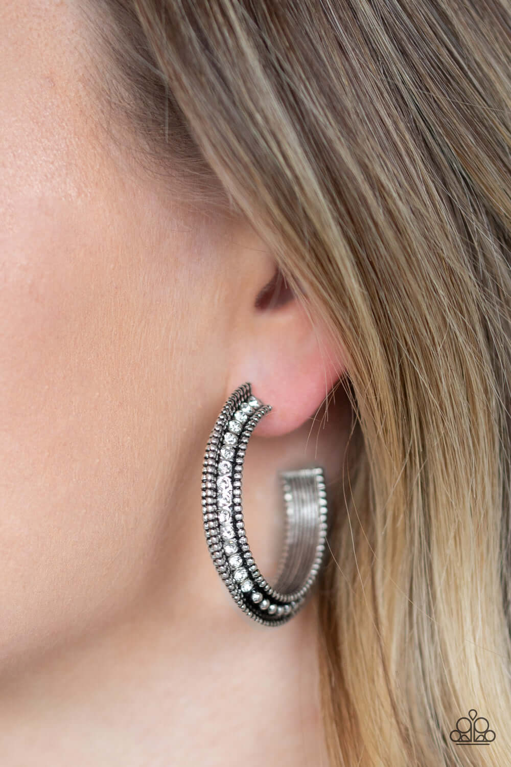 TMST Bling Retro Reverberation - Paparazzi Accessories White Earrings