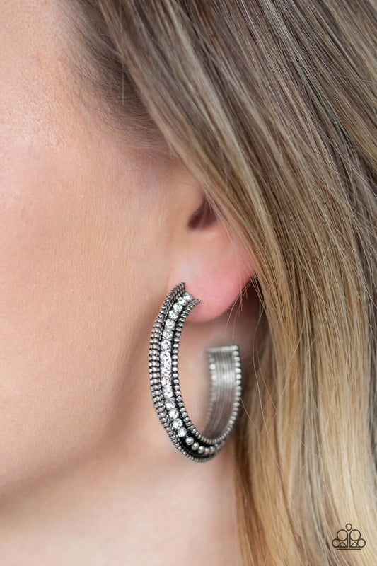 TMST Bling Retro Reverberation - Paparazzi Accessories White Earrings
