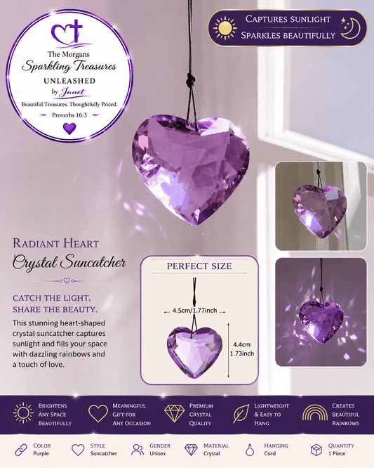 Prismatic Heart™ Crystal Suncatcher Accessories,Hearts,Hearts Collection,Multicolor,purple,SunCatcher,UNLEASHED COLLECTION
