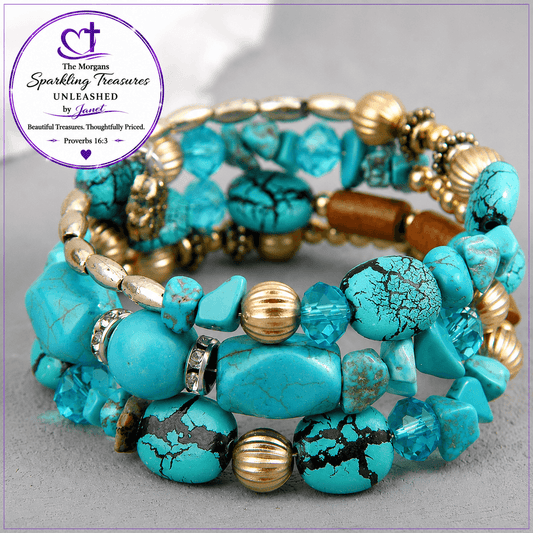 Turquoise Trails™ Coil Wrap Bracelet Accessories,Gold,Infinity Wrap,Turquoise,UNLEASHED COLLECTION,Wrap Bracelet