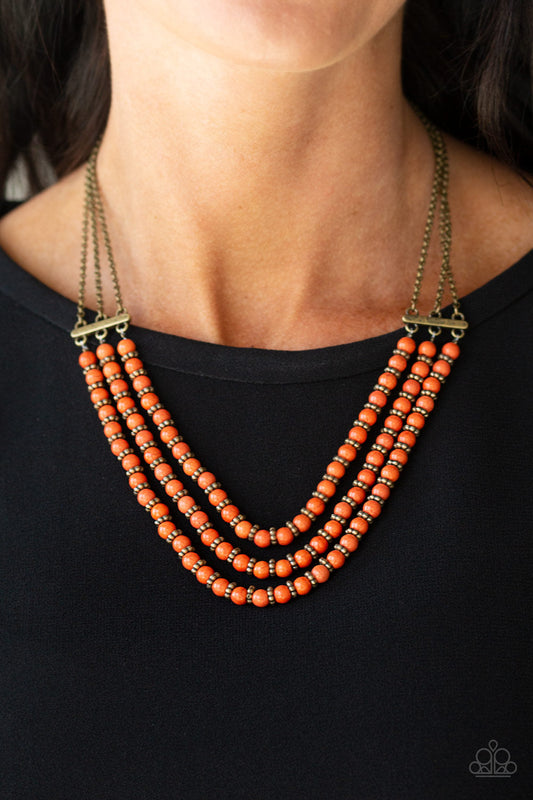 Terra Trails - Orange Paparazzi Accessories Necklace $5 Jewelry with Janet Morgan Necklaces