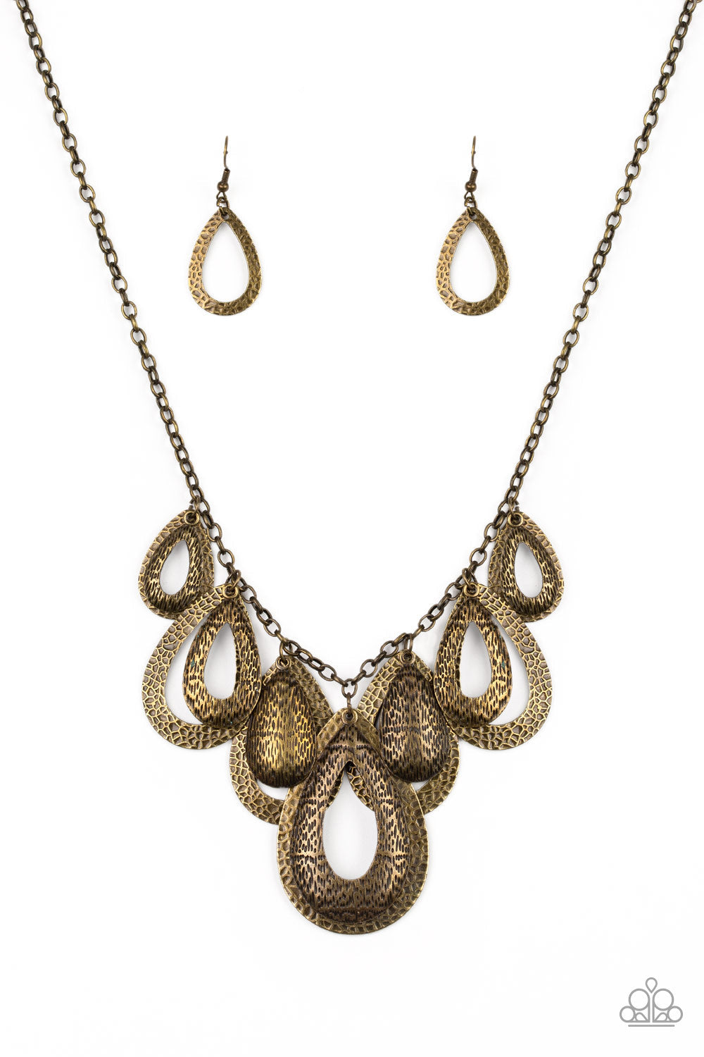 Teardrop Tempest - Brass Paparazzi Accessories Necklace $5 Jewelry with Janet Morgan Necklaces