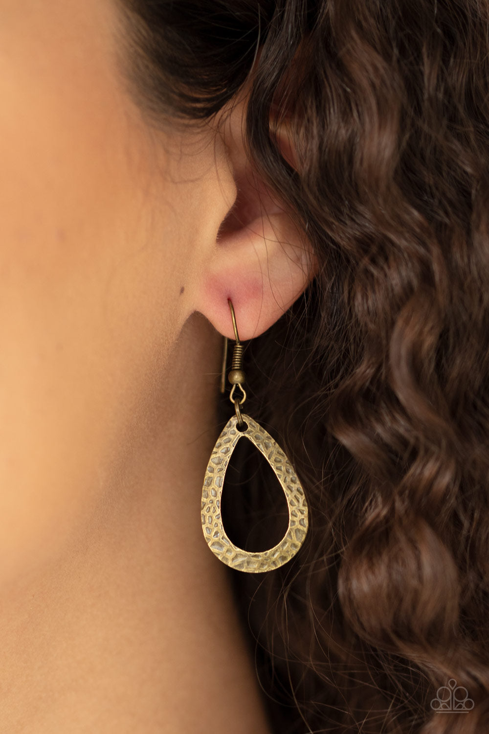 Teardrop Tempest - Brass Paparazzi Accessories Necklace $5 Jewelry with Janet Morgan Necklaces