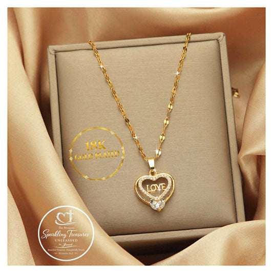 Golden Love Glow Pendant Necklace Stainless Steel