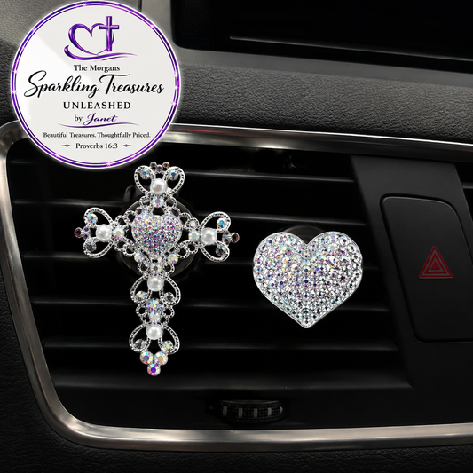 Faith & Sparkle™ Vehicle Vent Diffuser Heart/Cross Set