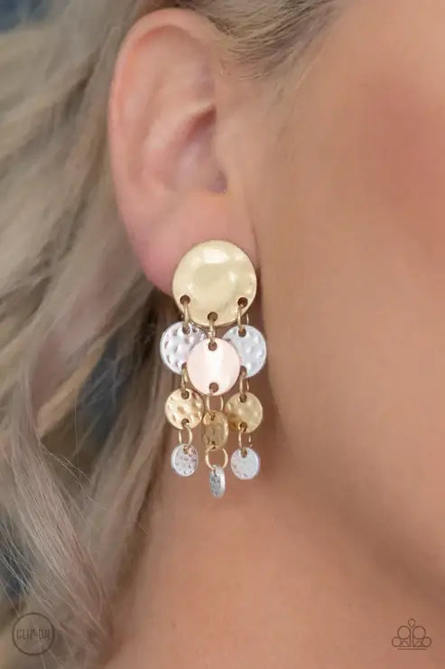 Paparazzi Do Chime In - Multi Clip-On $5 Jewelry with Janet Morgan EARRINGS