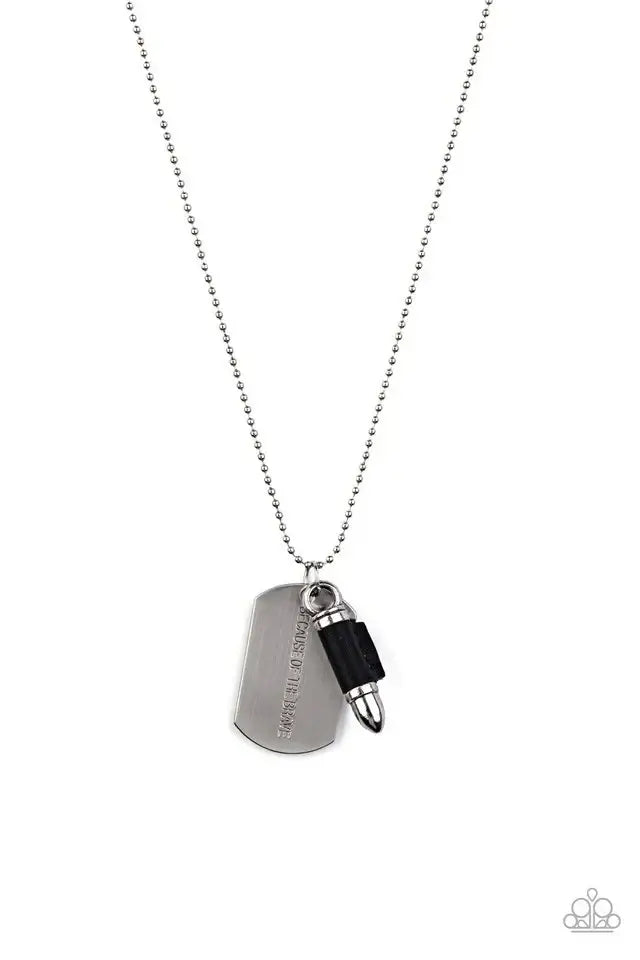 Paparazzi Necklace ~ Proud Patriot - Black Accessories,Inspirational,Mens Accessories,Necklace,Short Necklace