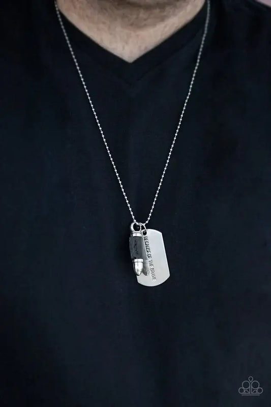 Paparazzi Necklace ~ Proud Patriot - Black Accessories,Inspirational,Mens Accessories,Necklace,Short Necklace